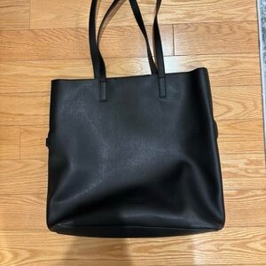 Away Black Leather Tote in Smooth Finish